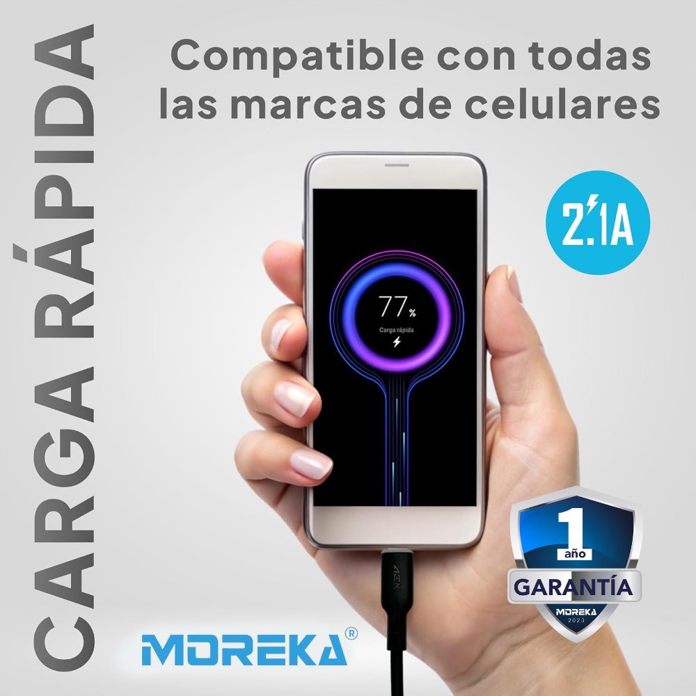Cable USB Tipo C CB049 2.1 A carga rápida 1 mt3
