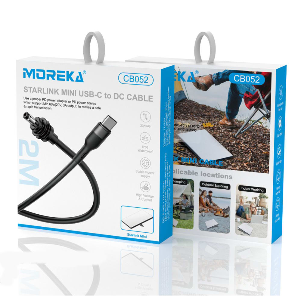 Cable USB C a DC IP68 IP68 para Antena Starlink mini Moreka CB05210