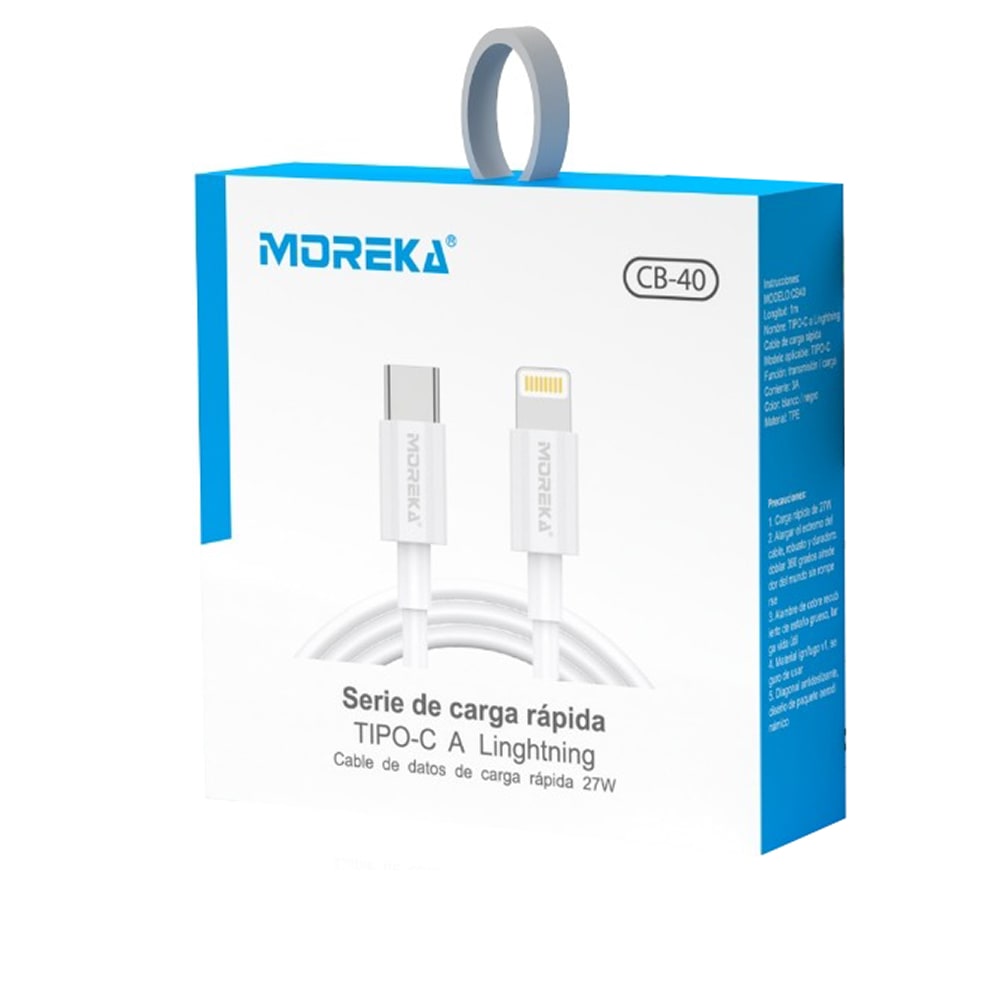 Cable Moreka Tipo C a Lightning CB-40 27W carga rápida 1M3