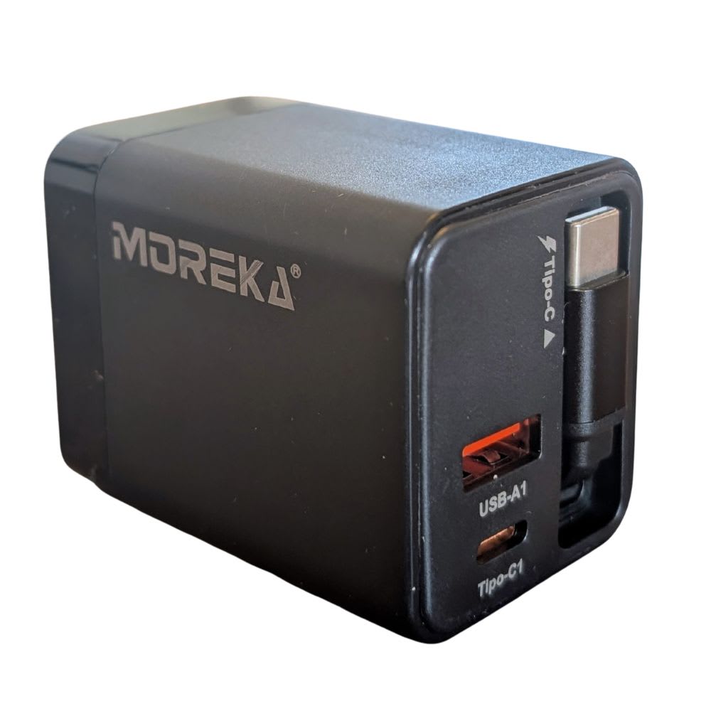 Cargador 42.5W 5V- 3A 2 Puertos PD 20W QC3.1  22.5 cable tipo C retráctil Moreka CC277