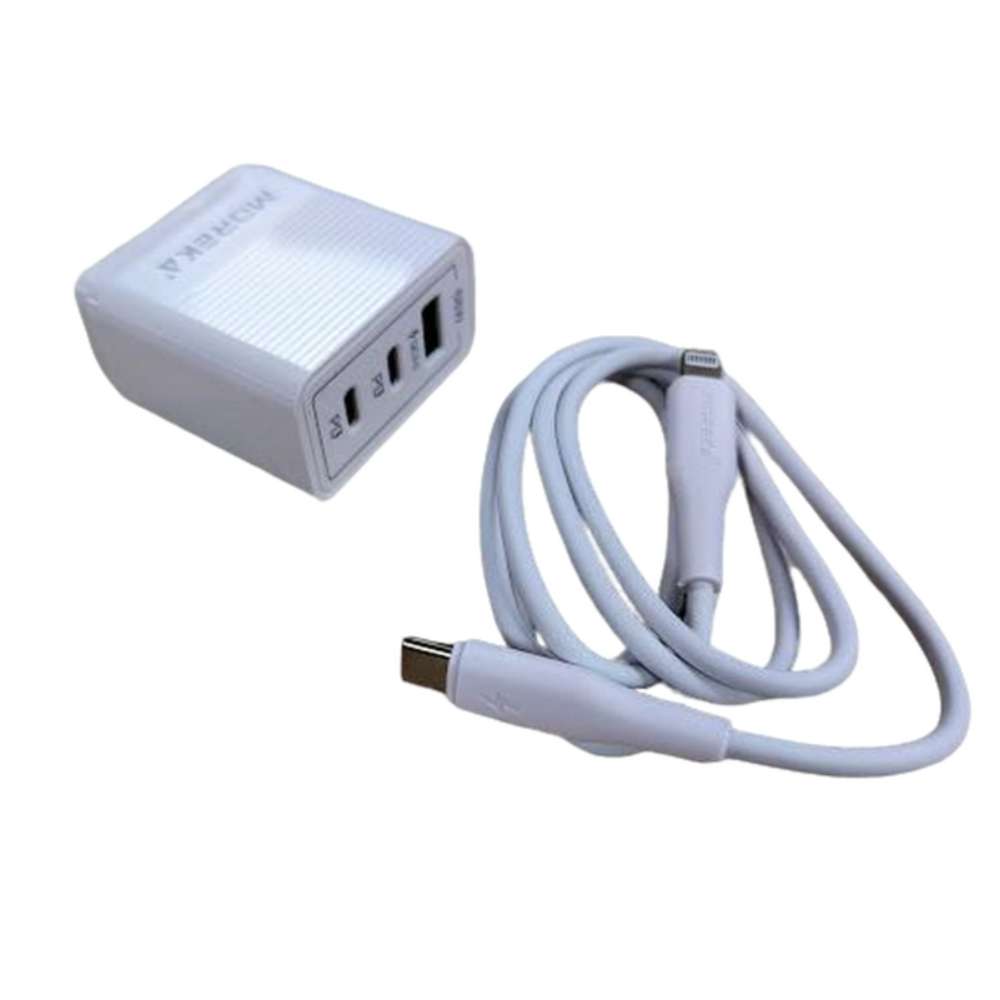 Turbo Cargador 68W 2 puertos C1 22.5W y QC3.0 23W Cable C-IP6