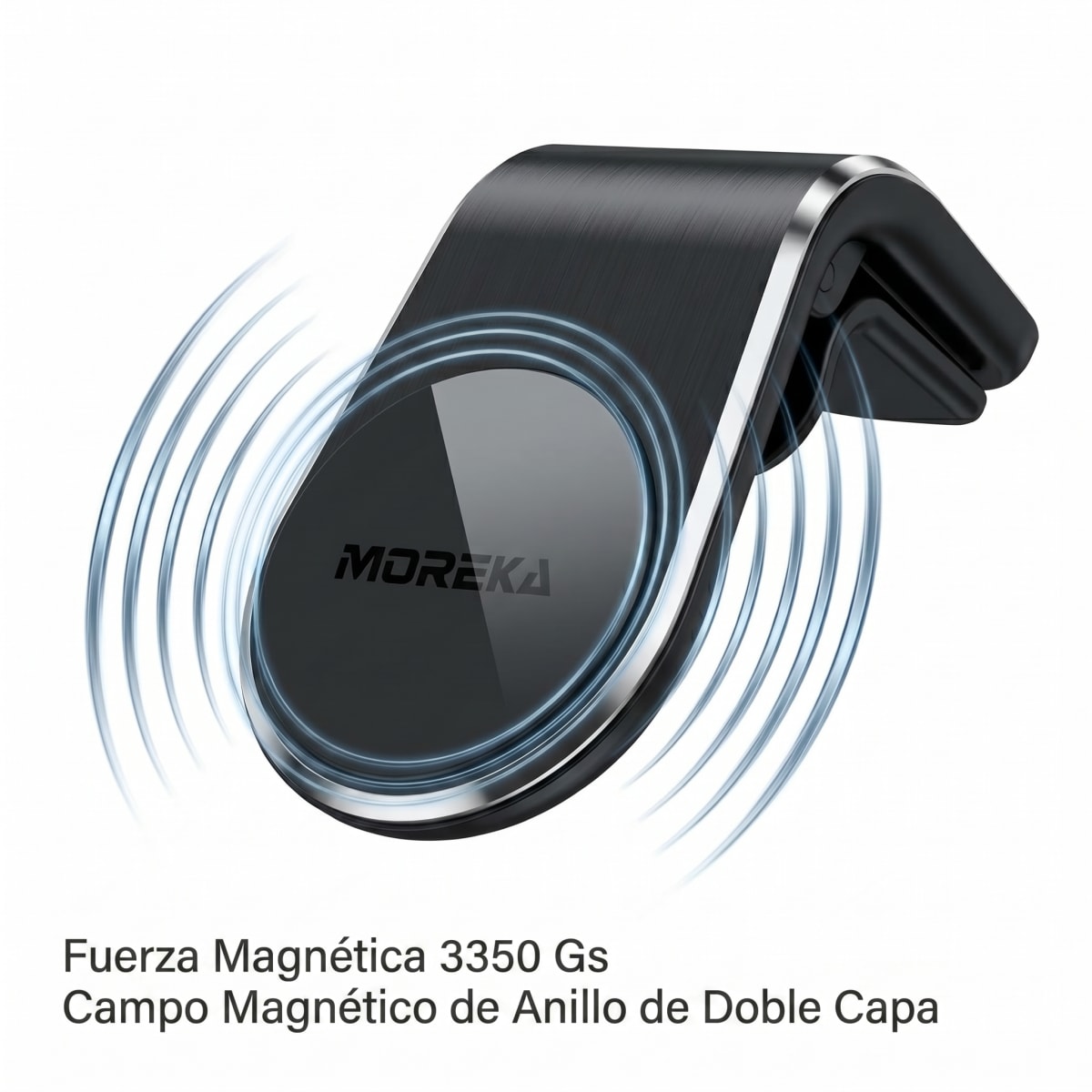 Soporte Magnético para Auto Moreka ZJ-016 Soporte Celular Coche Imantado 360° con Clip Rejilla de Aire Aleación de Aluminio y Fuerza Magnética 3350Gs2