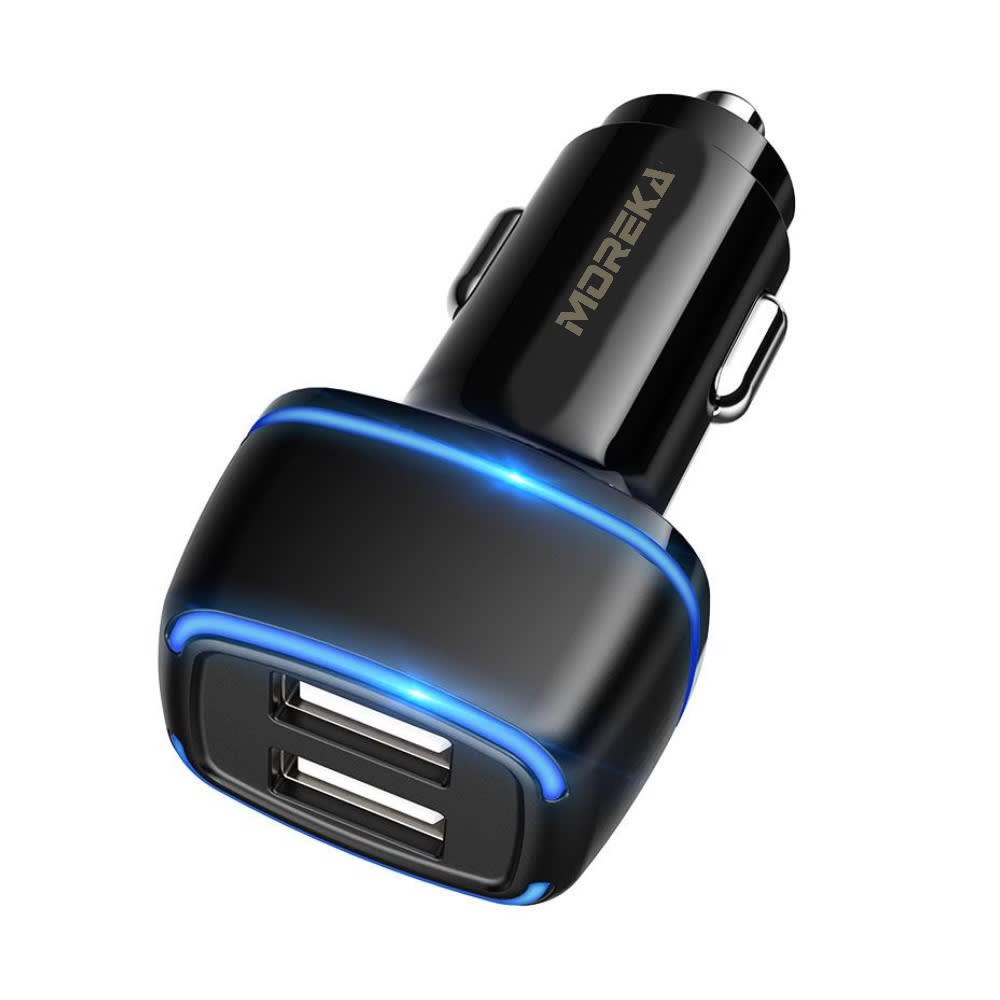 Cargador De Carro 2.4A Moreka CP0011 Plug In Doble puerto USB3