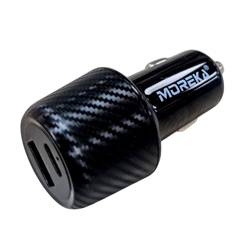 Turbo Cargador De Carro 48W PD30W QC18W Moreka CP0012 Plug In puertos USB y C2