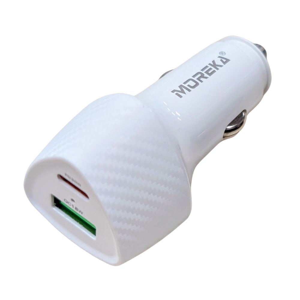 Turbo Cargador De Carro 48W PD30W QC18W Moreka CP0013 Plug In puertos USB y C 0