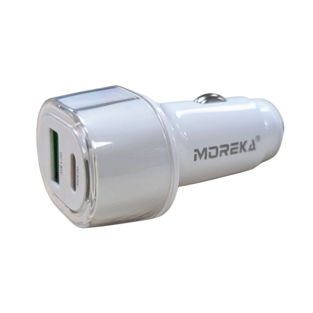 Turbo Cargador De Carro 48W PD30W QC18W Moreka CP0014 Plug In puertos USB y C 0
