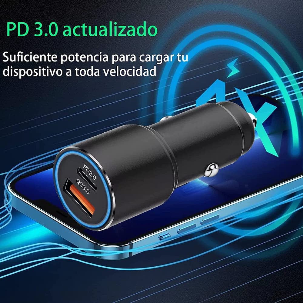 Turbo Cargador De Carro 45W 2 PD25W, QC3.0 20W Moreka CP00688