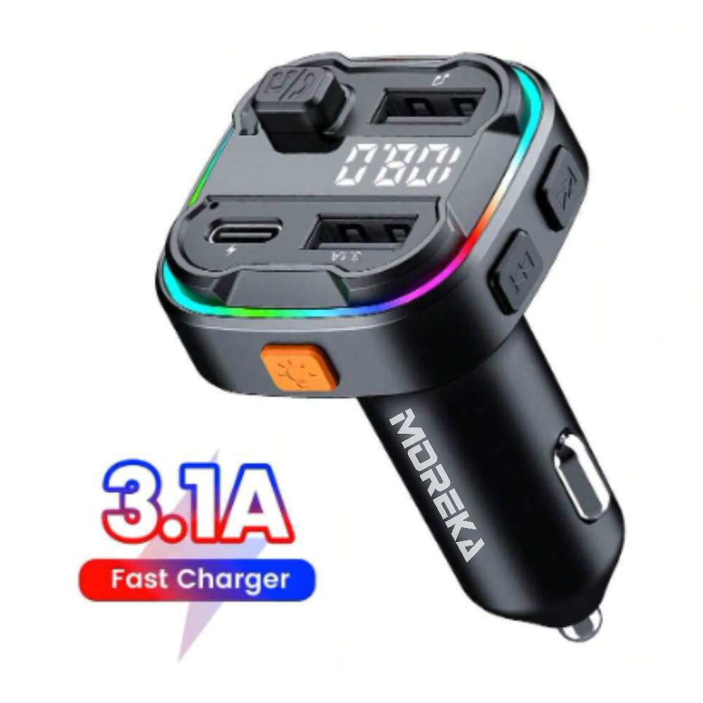 Transmisor Bluetooth Plug in Moreka CP-0069 5.3 FM RGB2