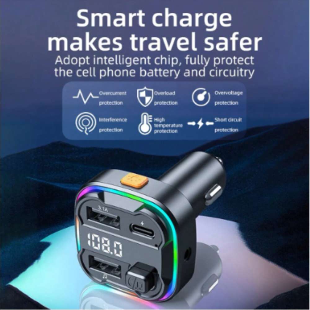 Transmisor Bluetooth Moreka CP-0069 5.3 FM Plug In manos libres para coche5