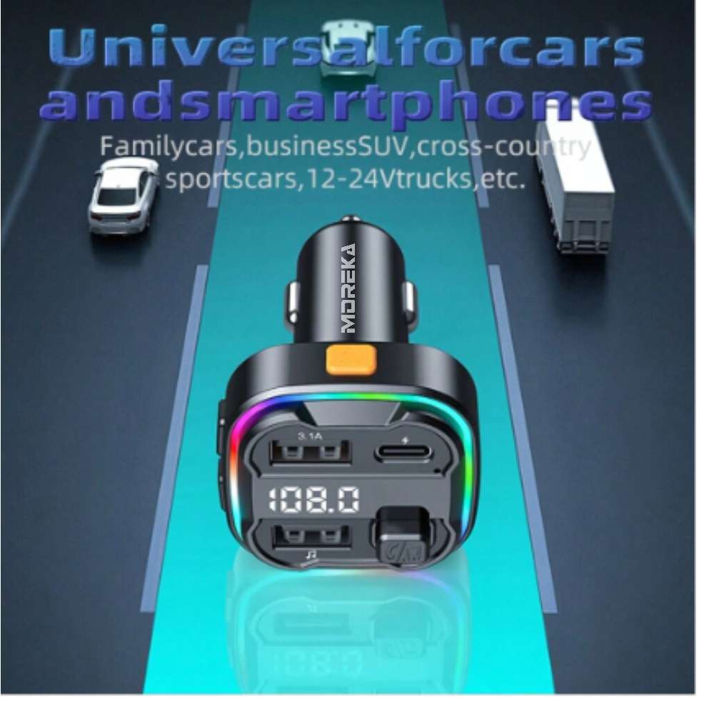 Transmisor Bluetooth Plug in Moreka CP-0069 5.3 FM RGB8