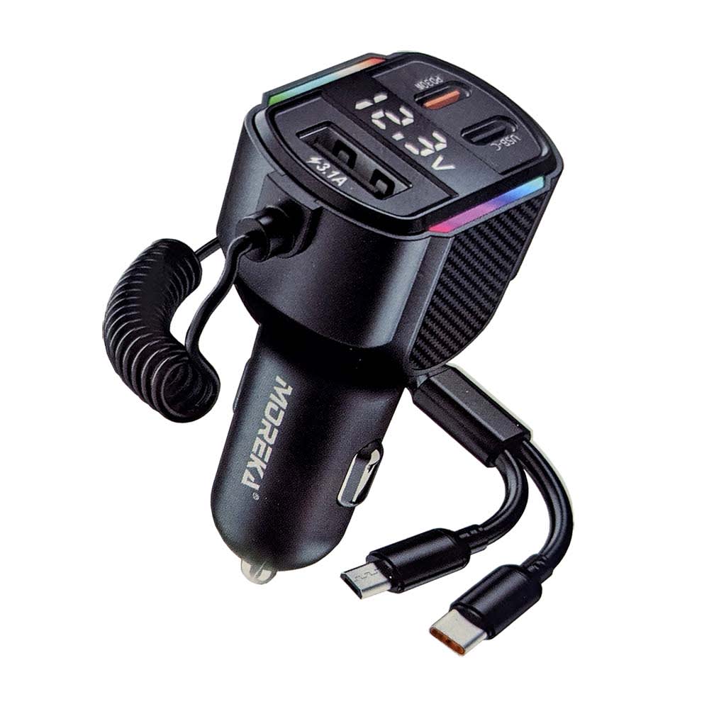 Transmisor Moreka CP0071 FM Plug In 30W USB-C PD y USB QC3.0 cable tipo C 0