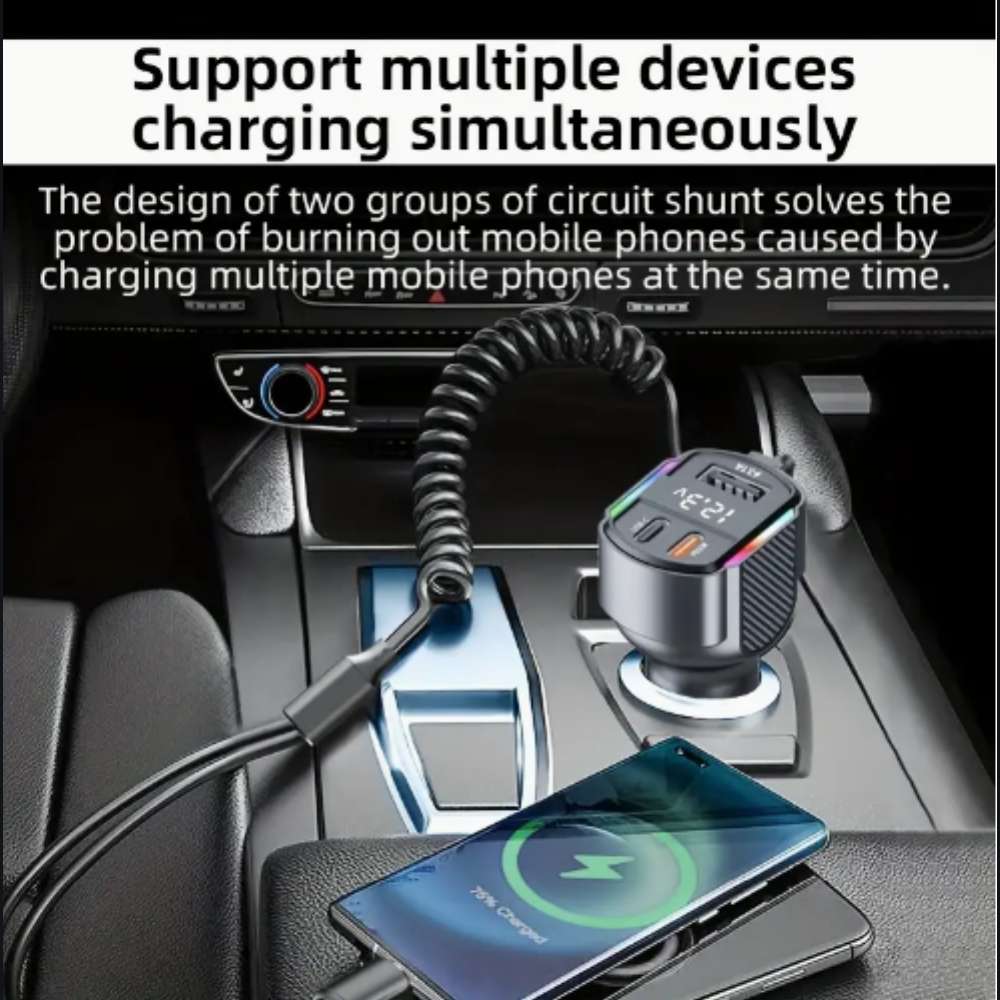 Cargador De Carro Moreka CP0071 Plug In 30W USB-C PD y USB QC3.0 con cables V8 y C4