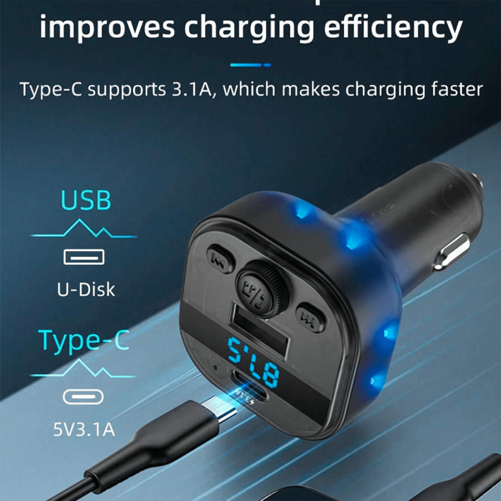 Plug in Trasmisor FM Bluetooth De Carro Moreka CP0074 Plug In 3.1A USB2