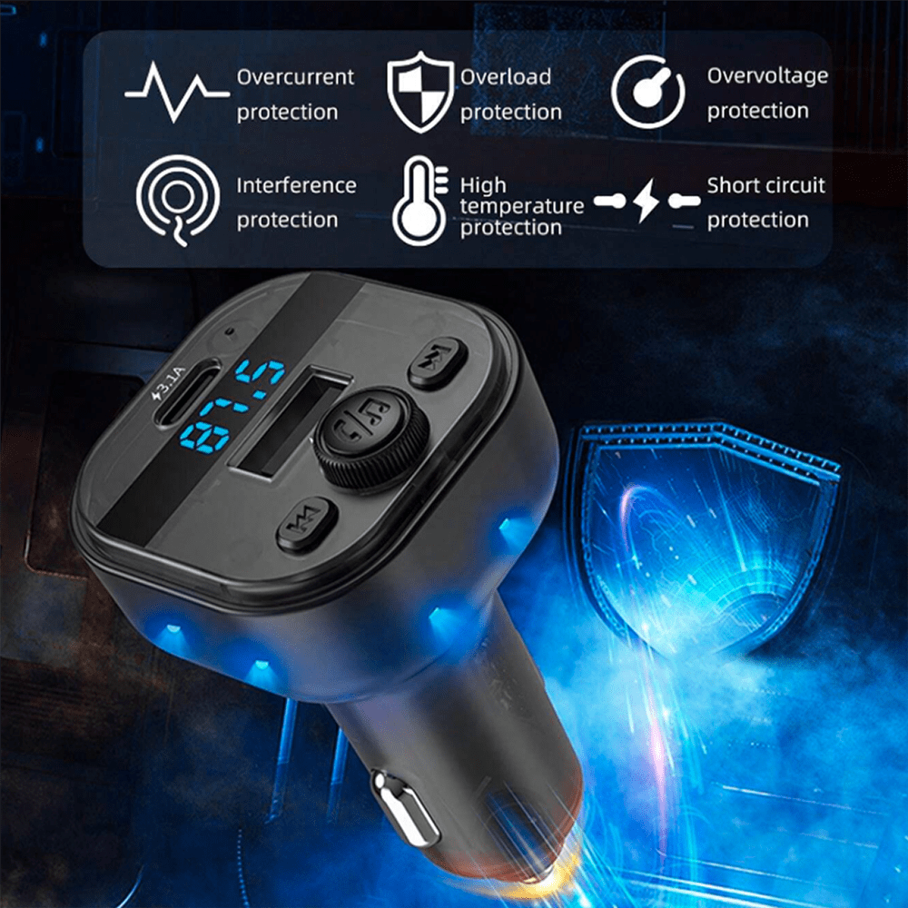 Plug in Trasmisor FM Bluetooth De Carro Moreka CP0074 Plug In 3.1A USB6
