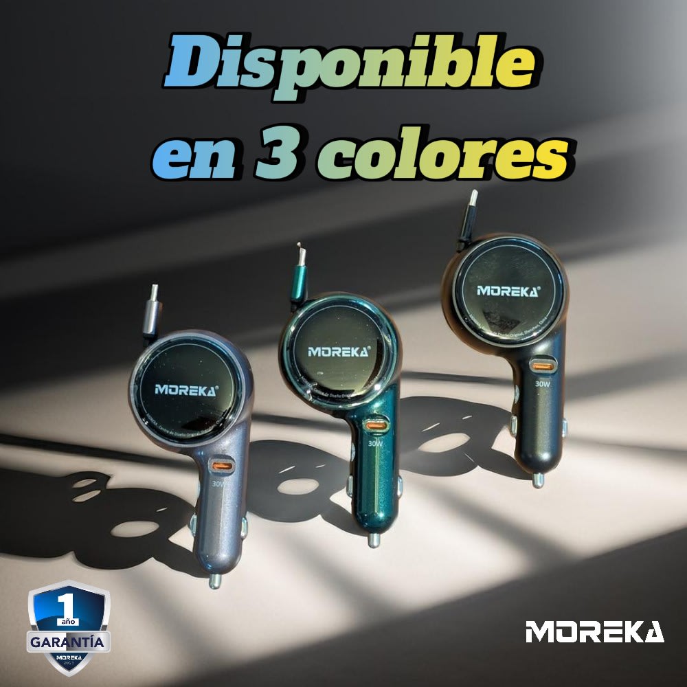 Cargador De Carro retráctil Moreka CP0075 Plug In 60w tipo C 80cm3