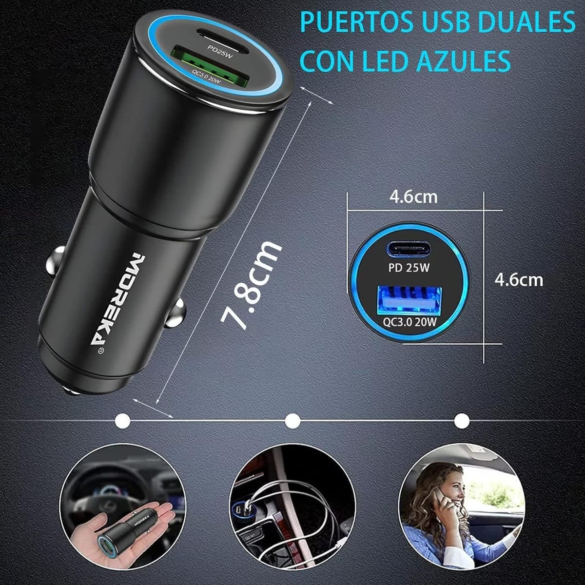 Cargador De Carro Moreka CP0079 Plug In 45W USB C7