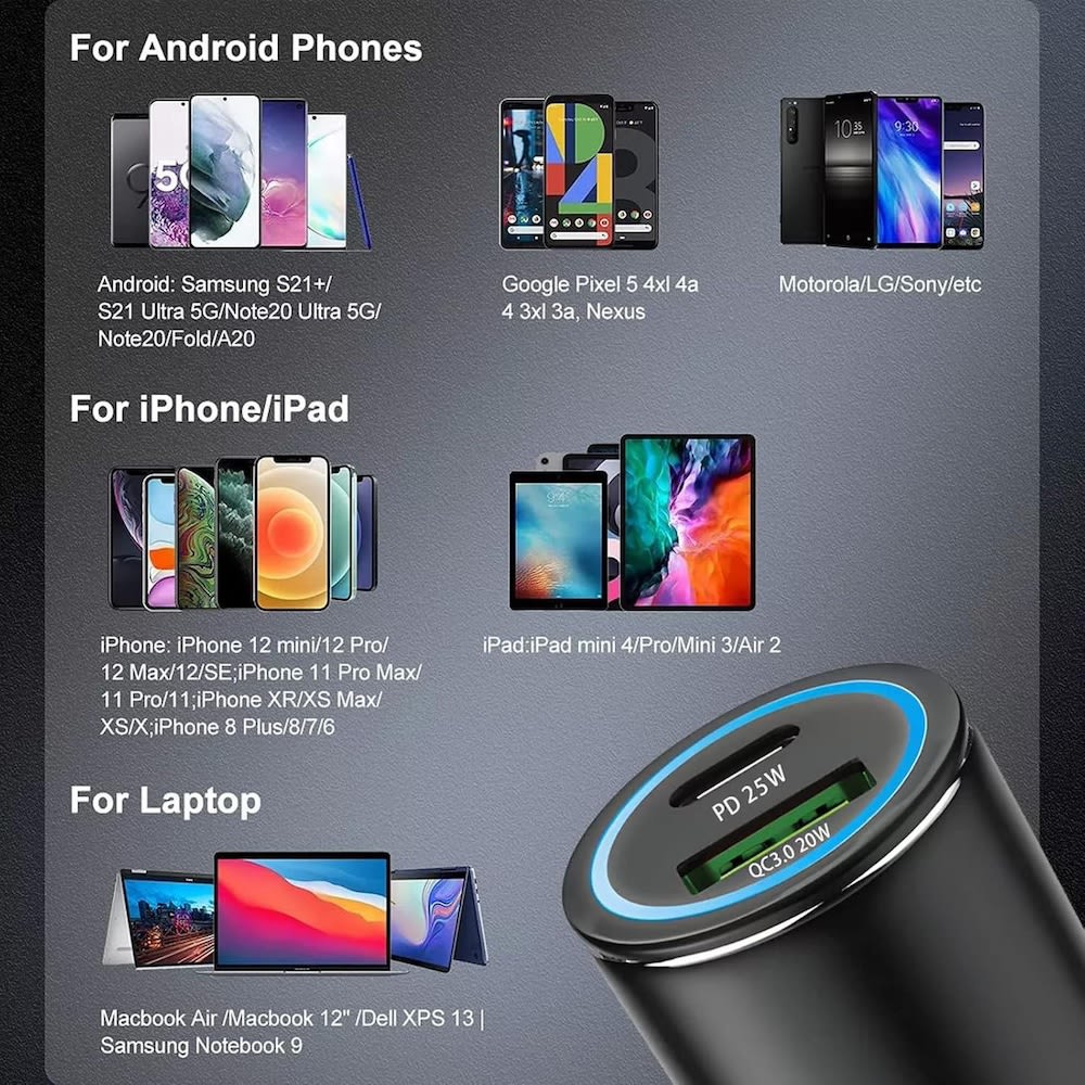 Cargador De Carro Moreka CP0079 Plug In 45W USB C6