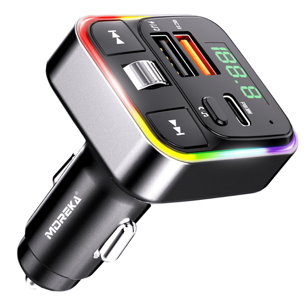 Plug in Reproductor MP3 Transmisor FM Bluetooth Cargador de coche 30W Moreka CP0070B 0