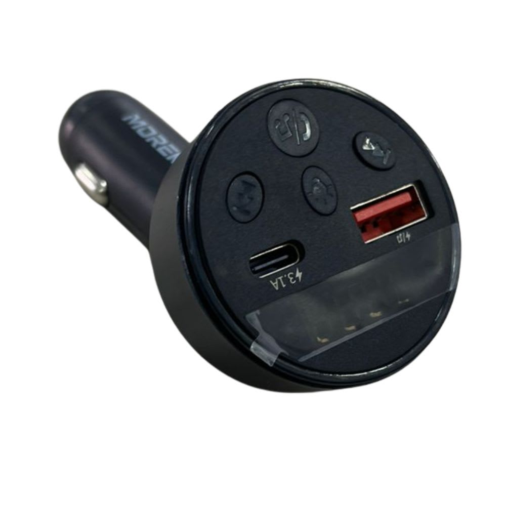 Plug In Cargador de Automóvil Moreka CP0080 45W 7 Puertos (USB + Tipo-C) Bluetooth 5.3 Llamadas Manos Libres Radio FM Transmisor MP3 Luz Ambiental 7 Colores2