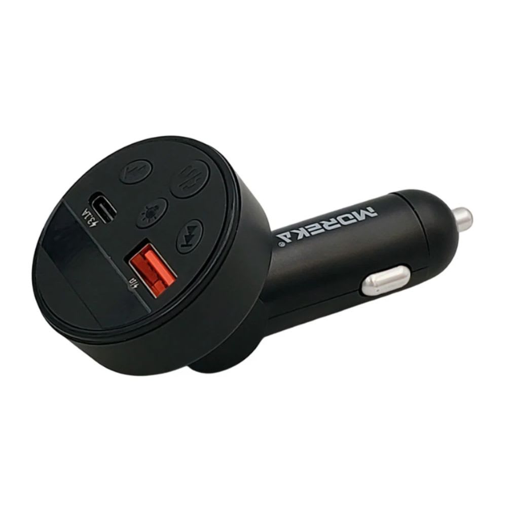 Plug In Cargador de Automóvil Moreka CP0080 45W 7 Puertos (USB + Tipo-C) Bluetooth 5.3 Llamadas Manos Libres Radio FM Transmisor MP3 Luz Ambiental 7 Colores3