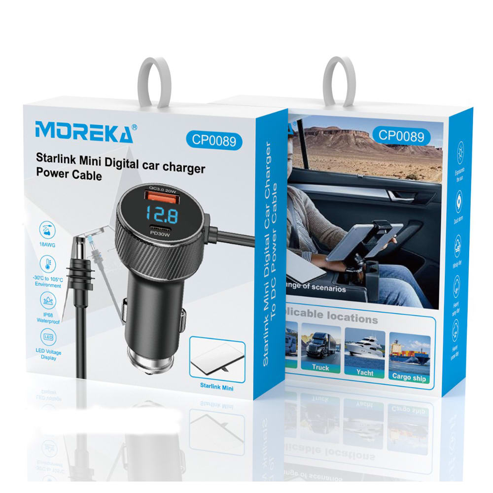 Cargador de auto Moreka CP0089 Starlink Mini Carga Rápida10