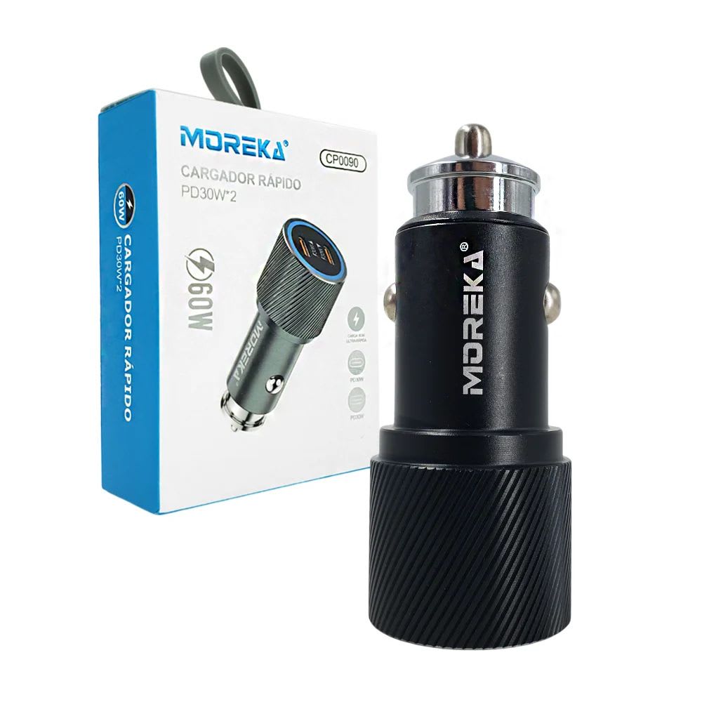 Cargador Carro Moreka CP0090 60W Turbo PD Dual Tipo C 0
