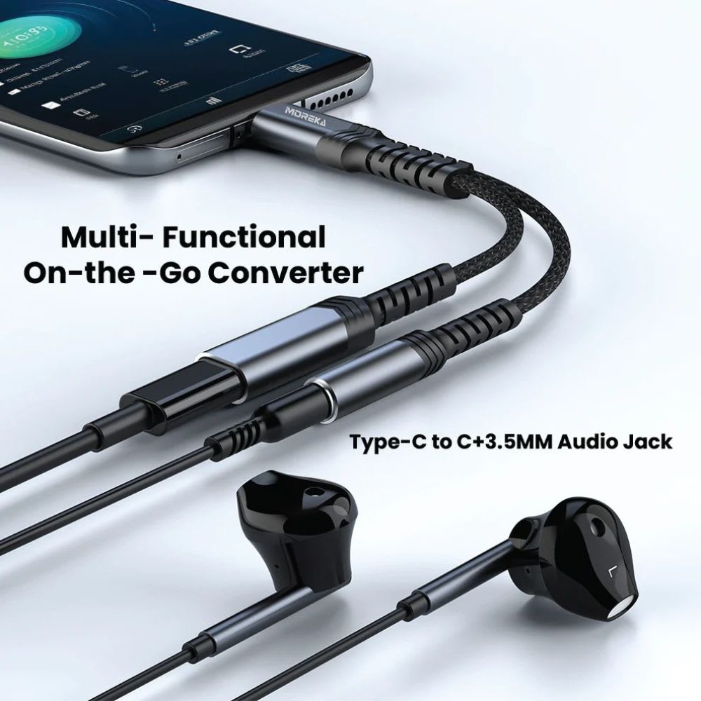 Convertidor Extensor USB-C con división para carga y audio  AU-095