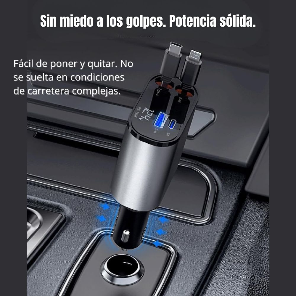 Cargador Auto Moreka CP0091 66W Retráctil PD30W IP y C8