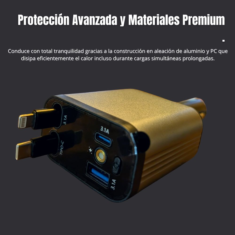 Cargador Auto Moreka CP0091 66W Retráctil PD30W IP y C6