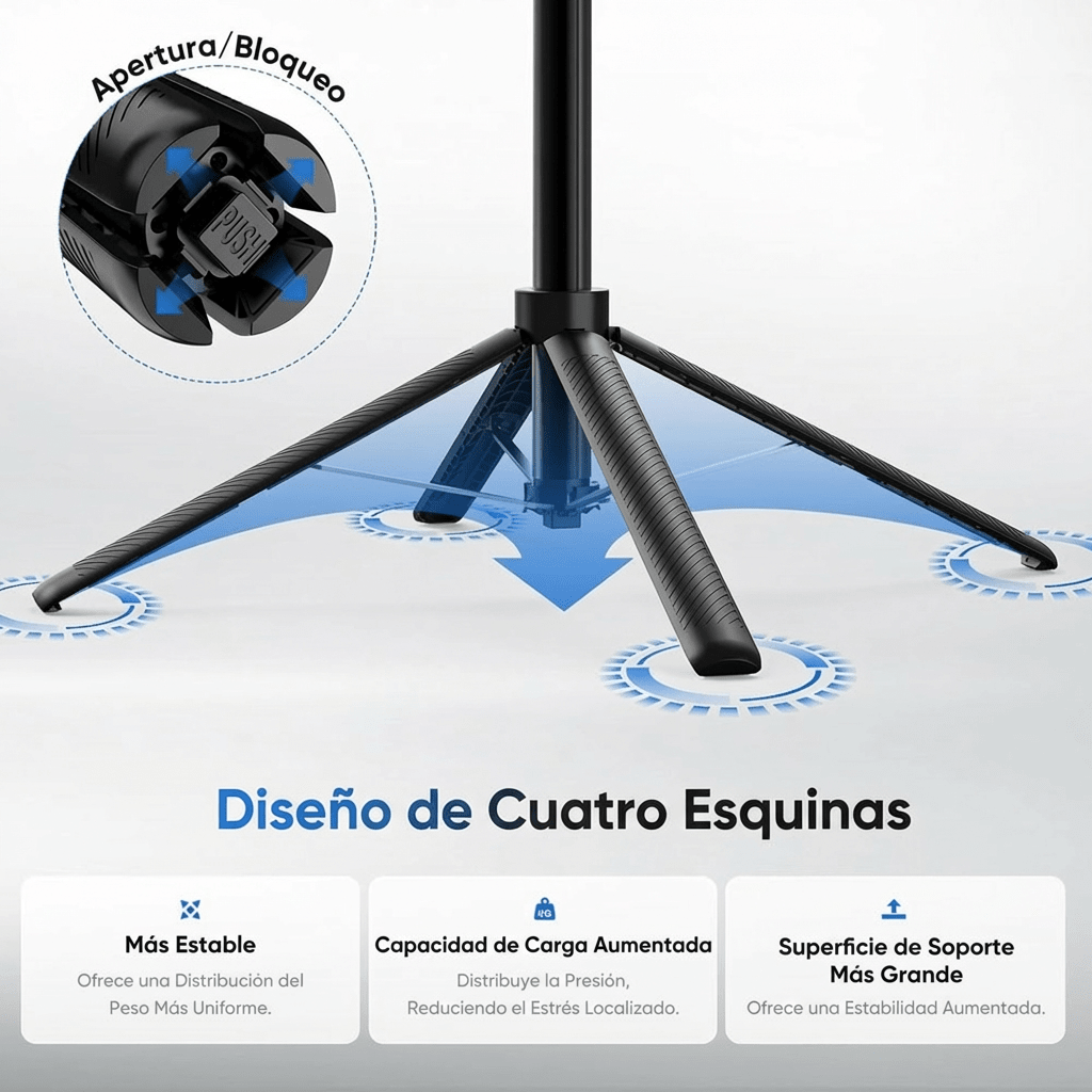 Trípode de seguimiento automático por IA, rotación de 360°, extensible hasta 1.80mts C123