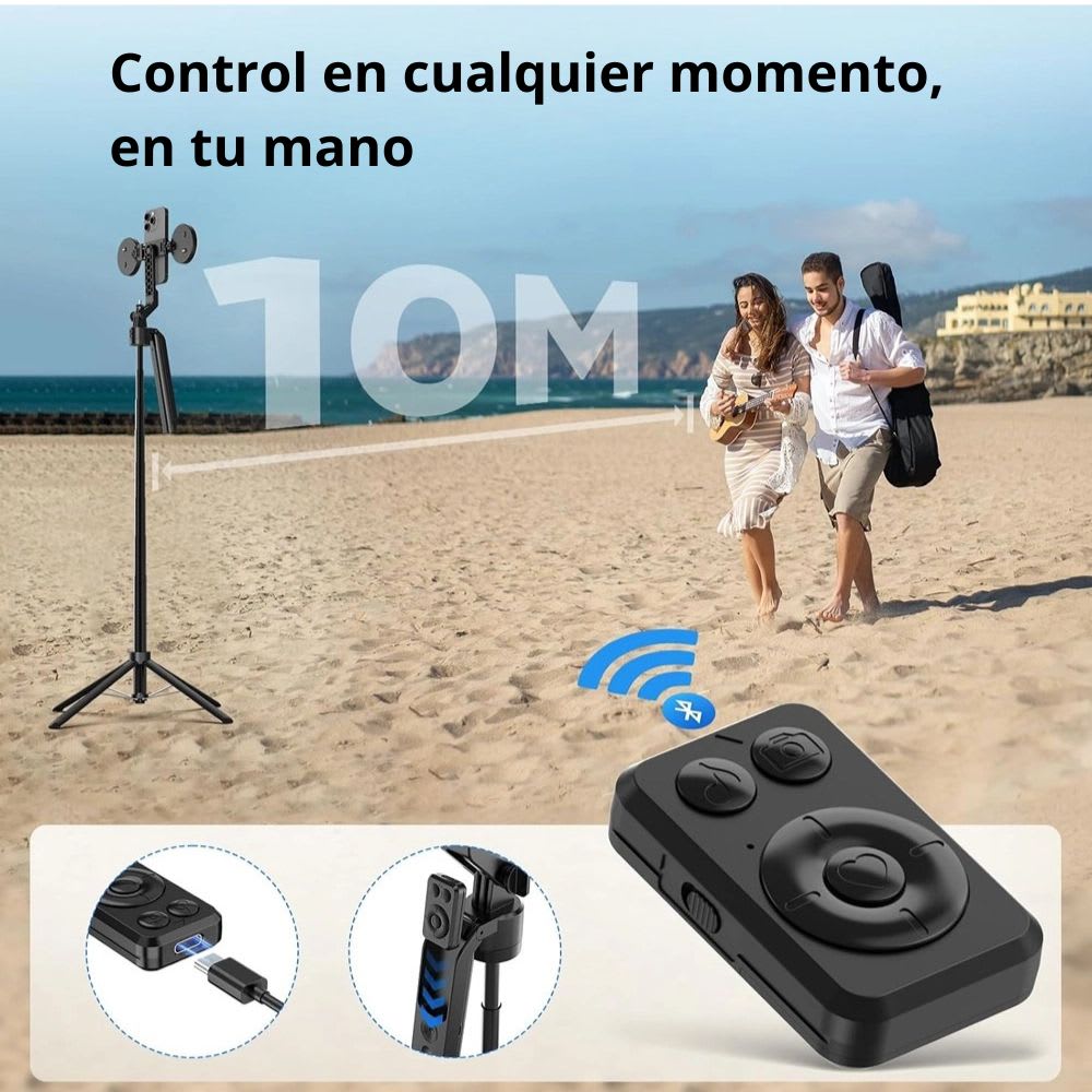Trípode de seguimiento automático por IA, rotación de 360°, extensible hasta 1.80mts C124