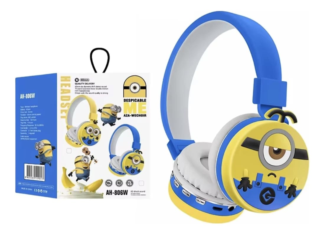 Audífonos Diadema Bluetooth Minions Inalámbrico Plegable5