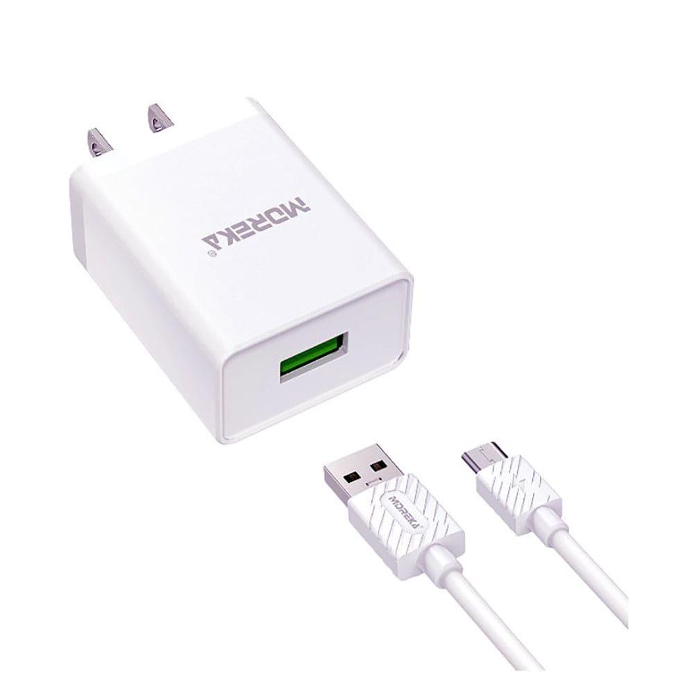 Cargador Moreka MR2610  2.0A Puerto Usb incluye Cable Micro USB V8 1M 7