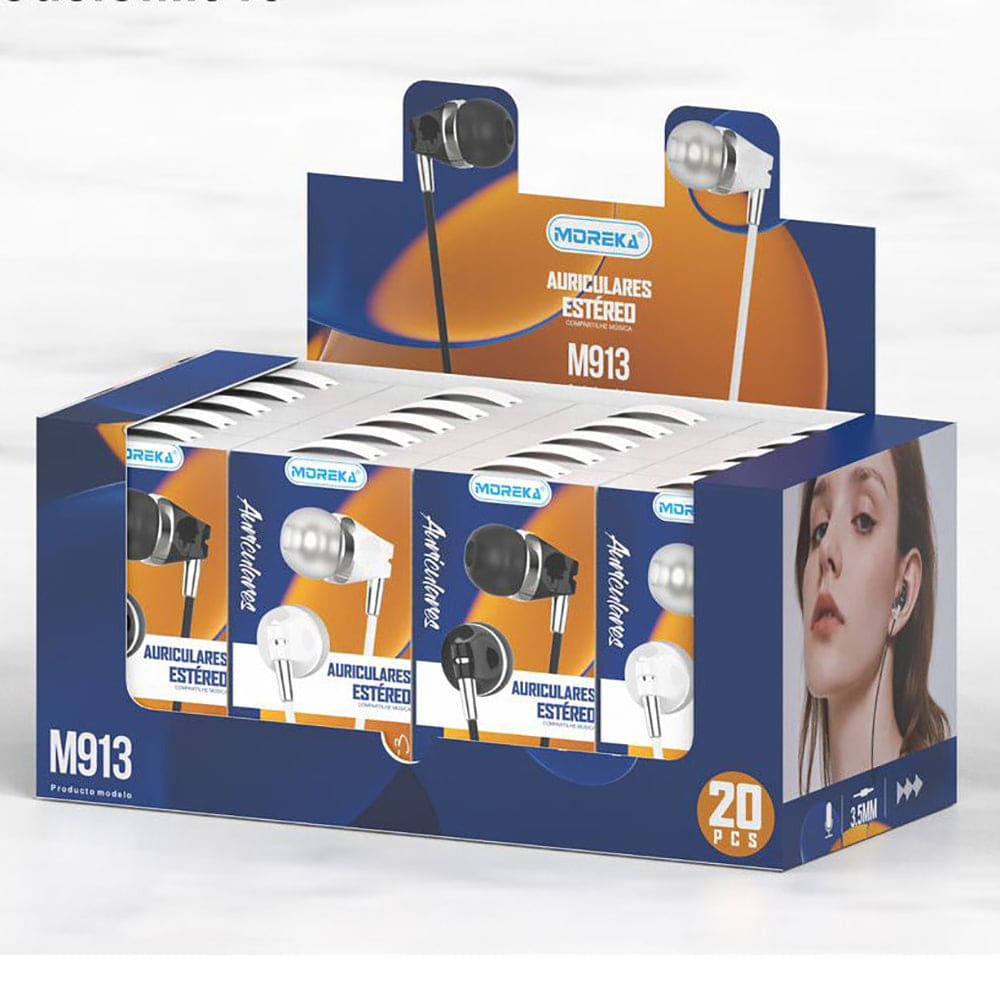 Paquete de 20 Audífonos Alámbrico 3.5 Moreka M-913, Manos Libres 6