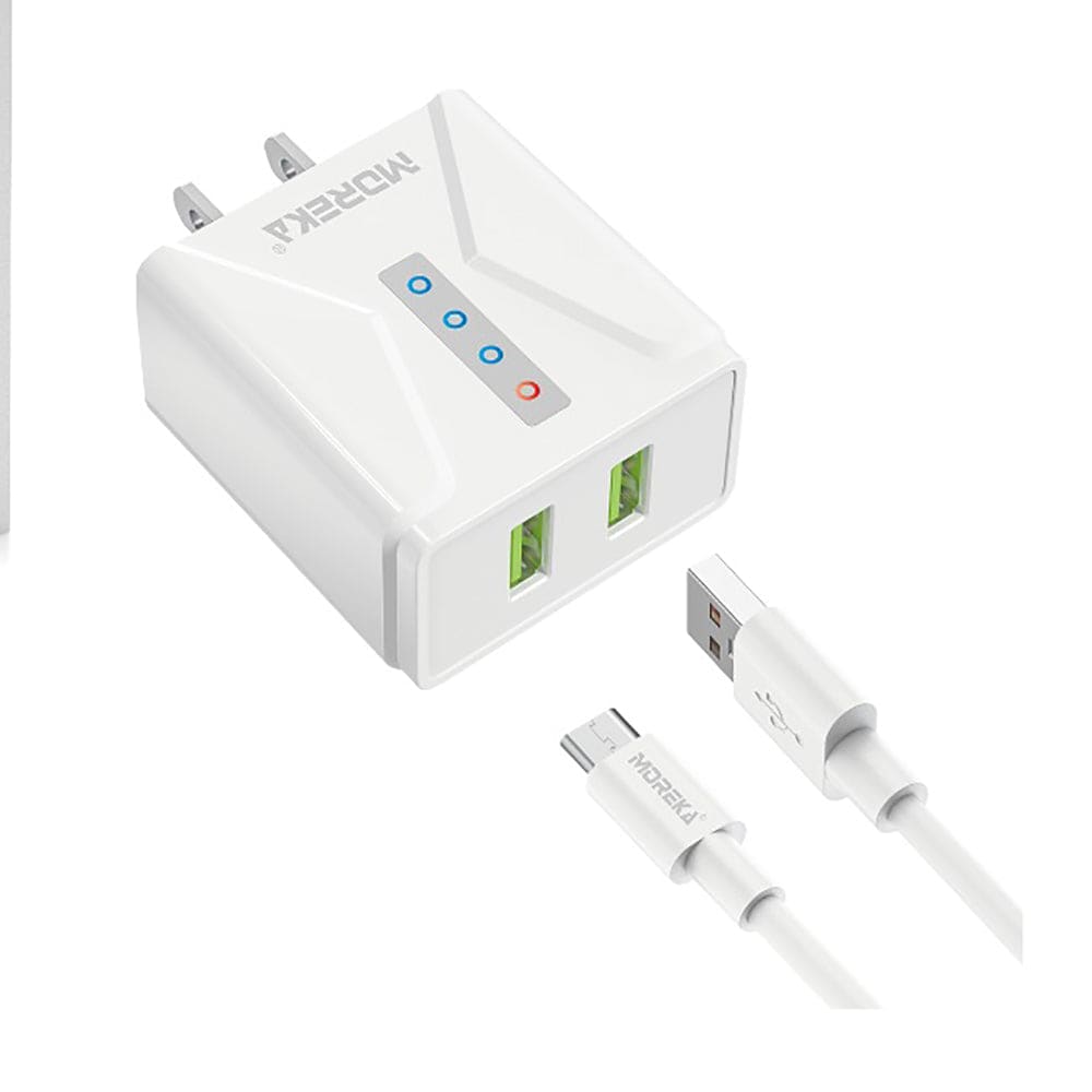 Cargador Moreka N0431 2.4A 2 USB incluye Cable Micro USB 1M 6