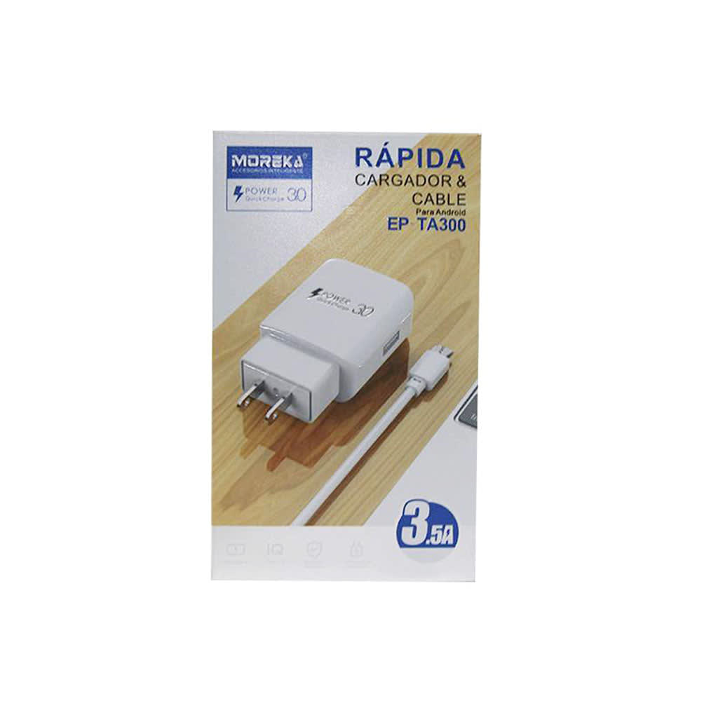 Cargador Moreka EP-TA300, 3.5 A, Cable Tipo V8 8