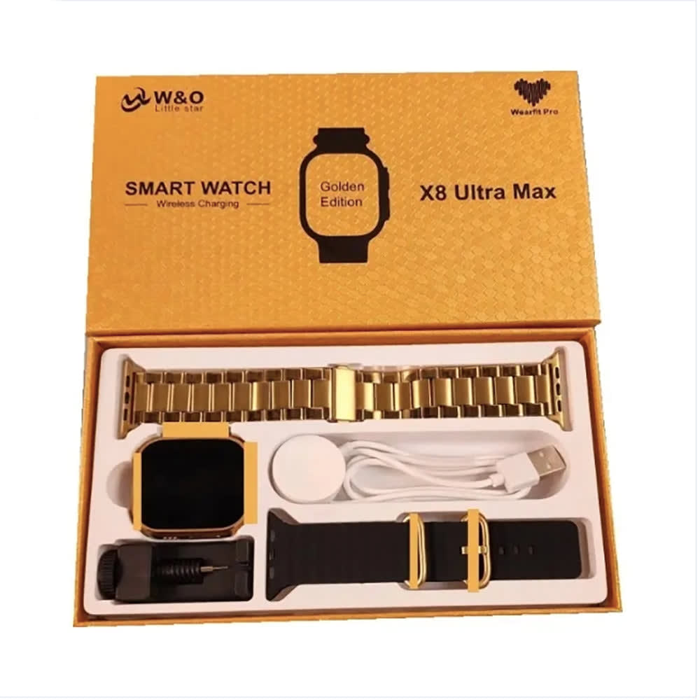Smart Watch  X8 ULTRA Max Golden Carga Inalámbrica 2 correas 4