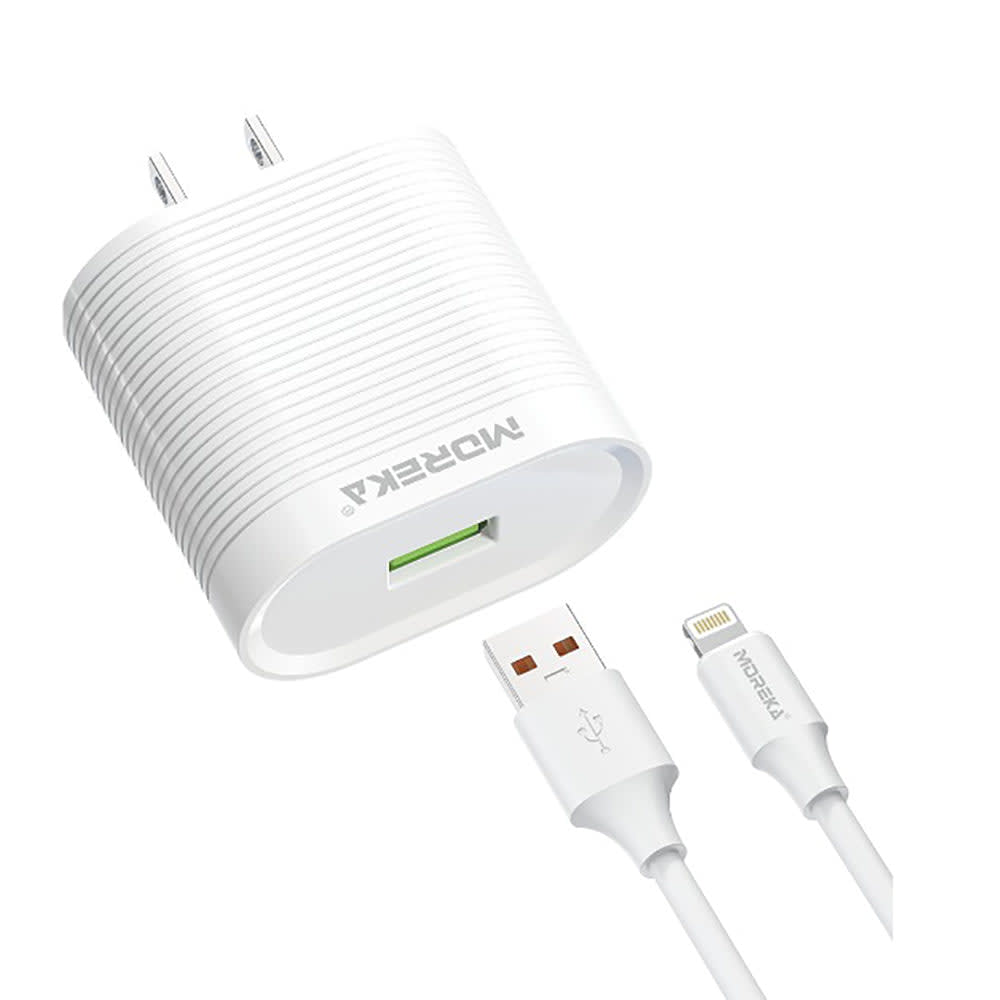 Cargador Moreka MR1436 Ligthning 2.4A Incluye Cable IP 1M 10