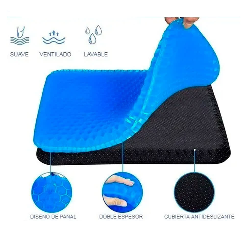 Cojin Gel Silicon Ergonomico Panal Comodo Asiento Auto Silla 10