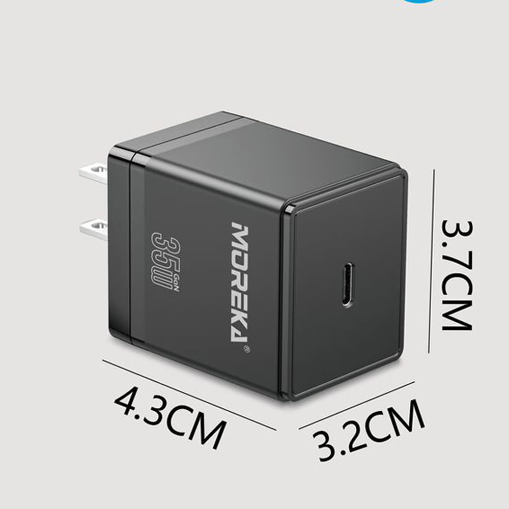 Turbo Cargador GaN Moreka 35W puerto tipo C carga rápida7