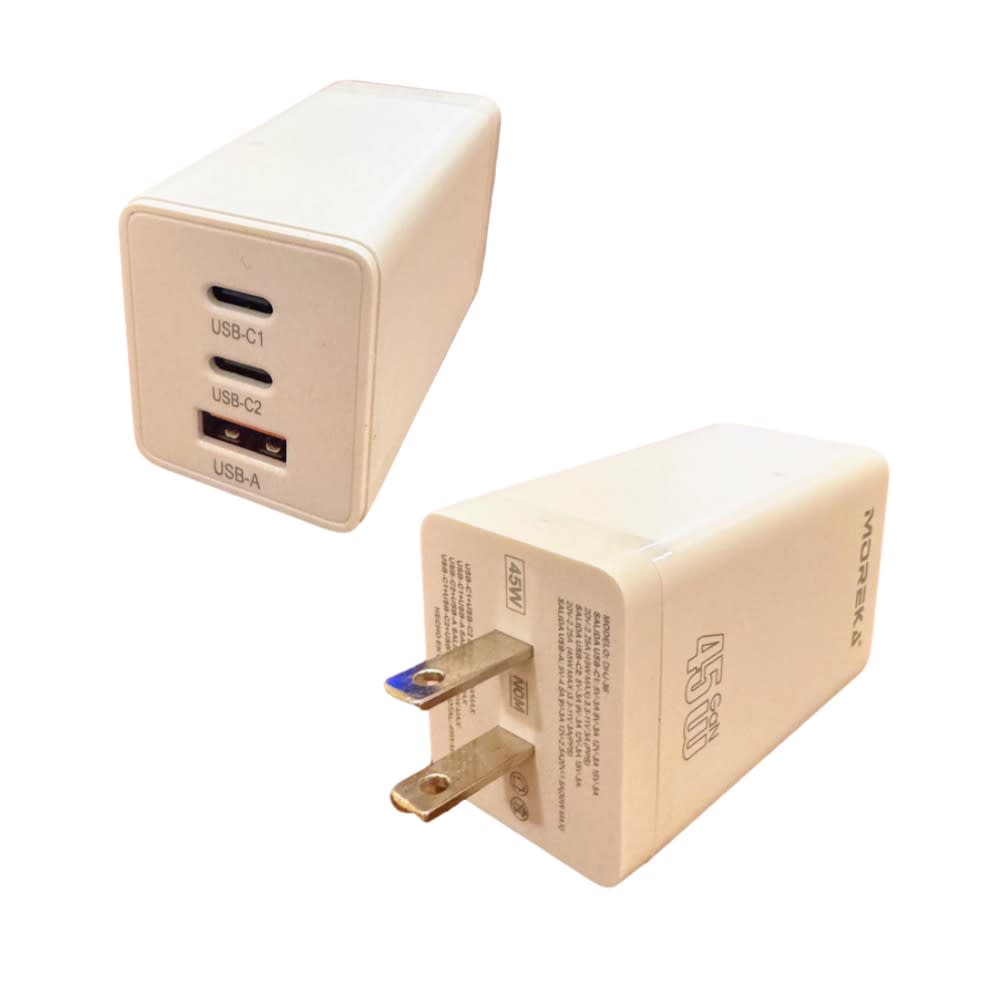 Cubo Turbo Cargador 45W 3 puertos C1 45W C2 45W USB A 30W GAN ideal para Notebook DHJ-364