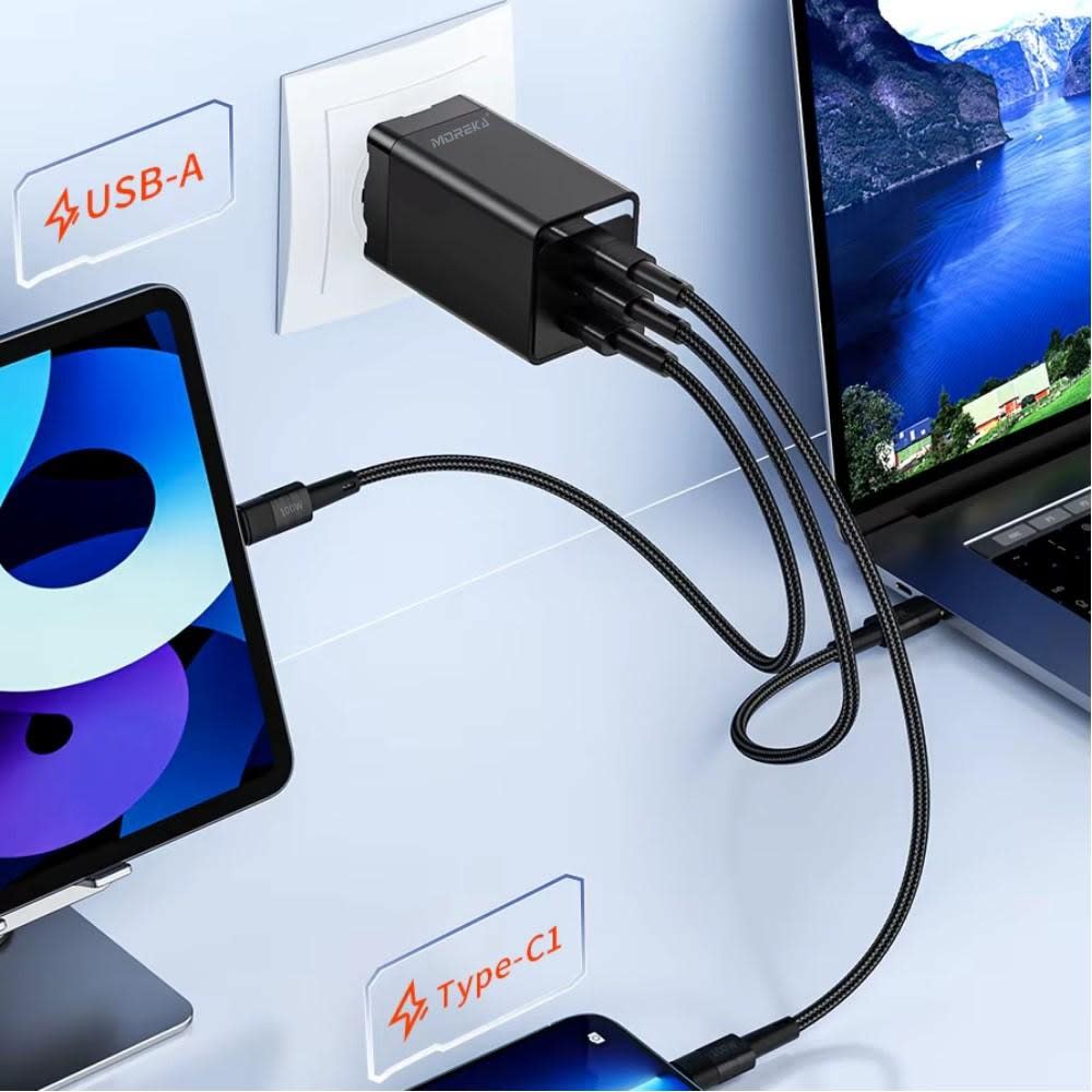 Turbo Cargador GAN 45W 3 puertos carga rápida para Notebook6