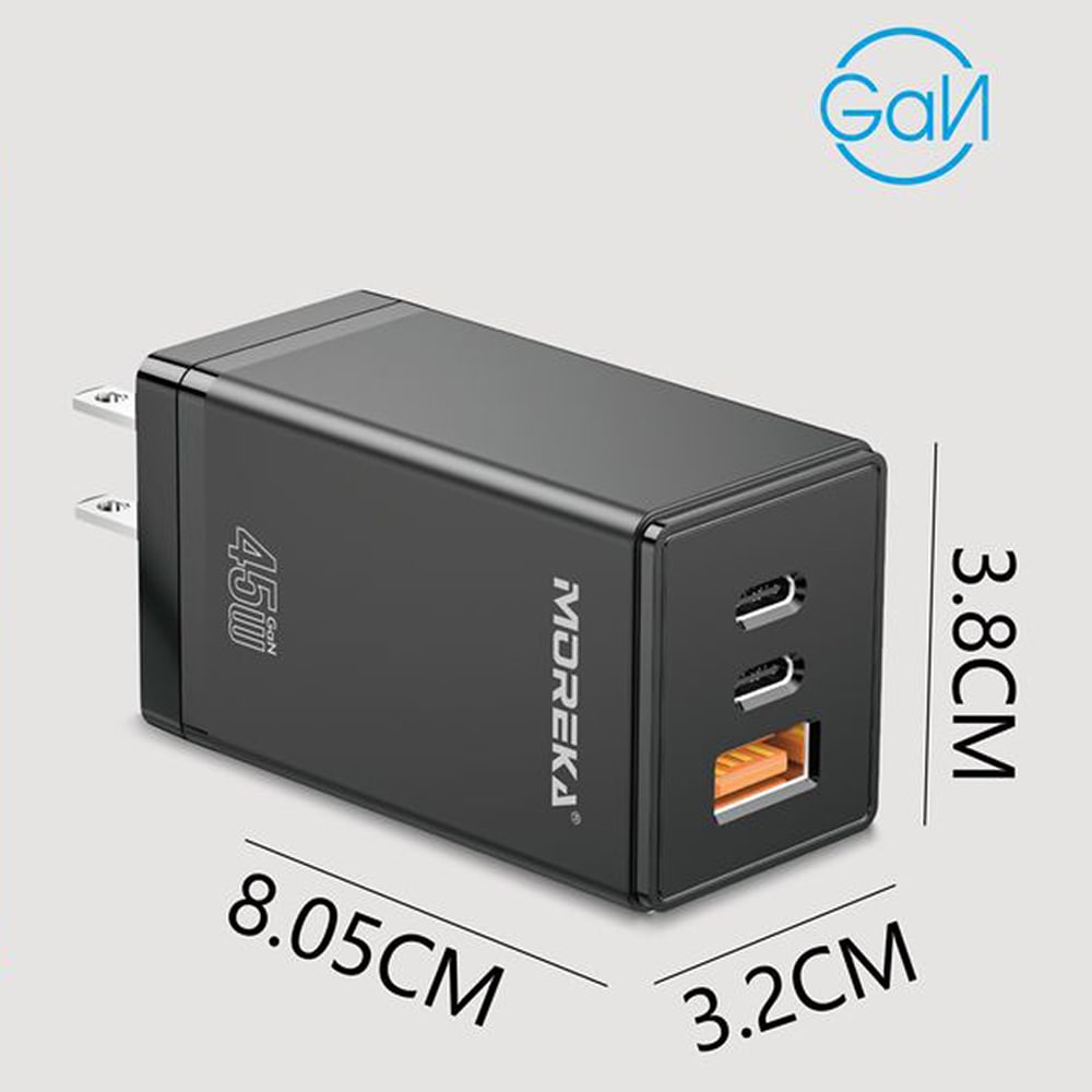 Turbo Cargador GAN 45W 3 puertos carga rápida para Notebook7