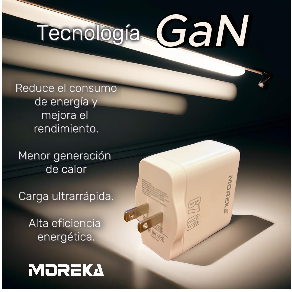 Cargador GAN Turbo carga 3 puertos 67W y 1 USB 30W Notebook2