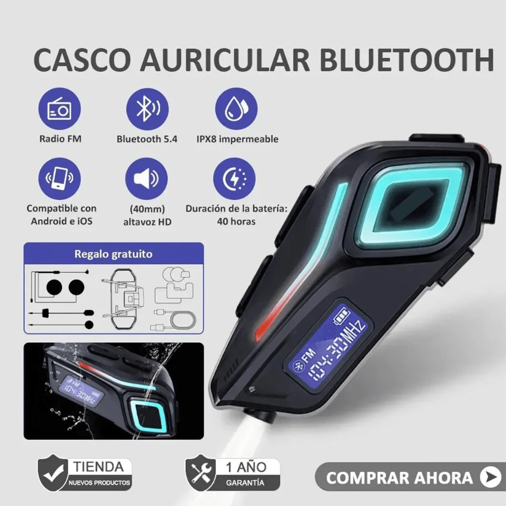 Auriculares Bluetooth para Casco Buytiti TK-2571: Sonido Estable, FM y 40 Horas de Batería5