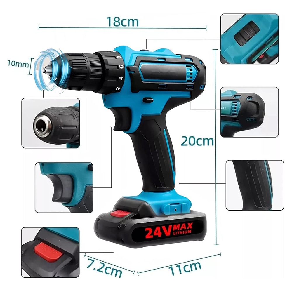 24V Taladro  Inalambrico Tres En Uno atornillado taladrado impacto Moreka Modelo DZ0857