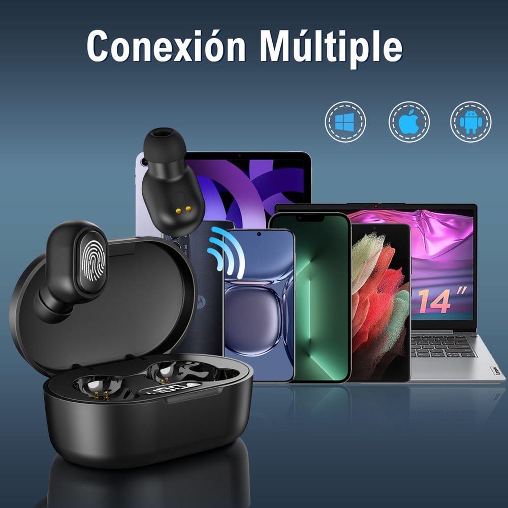 Audífonos Bluetooth 40mAh / Estuche 300mAh 25h con estuche Moreka E6017