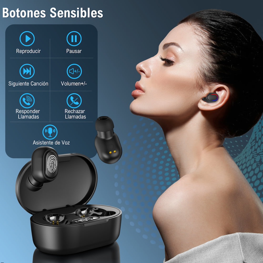Audífonos Bluetooth 40mAh / Estuche 300mAh 25h con estuche Moreka E6016