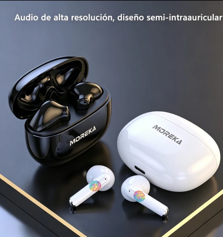 Audífono Inalámbrico Moreka E602 31h con Estuche Cancelación de Ruido Táctil Interruptor Libre4
