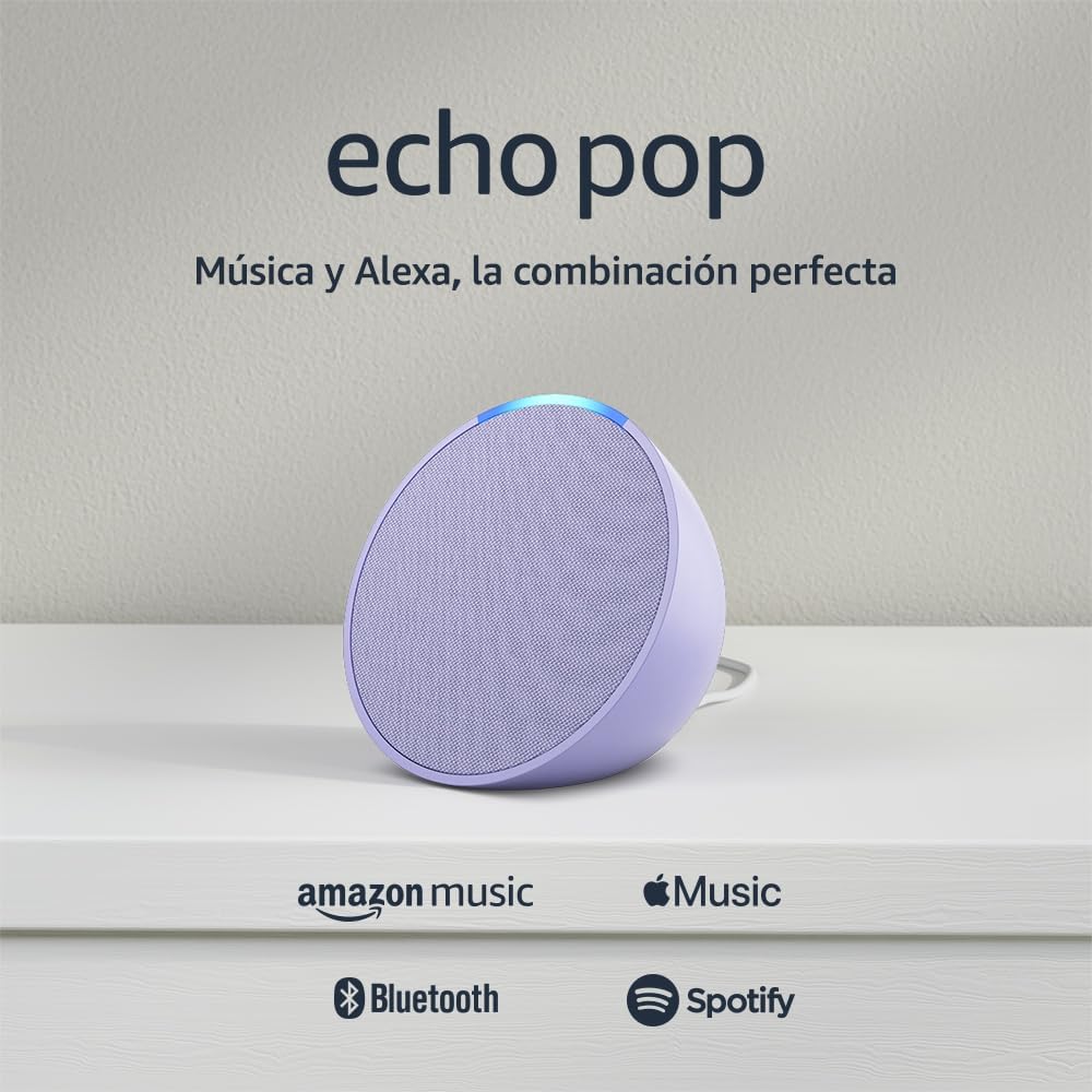 Amazon Echo Pop Bocina Inteligente con Alexa 15W Bluetooth Wi-Fi 802.11ac Audio Multi-Room Compatible con Android iOS Fire OS Control por Voz 8